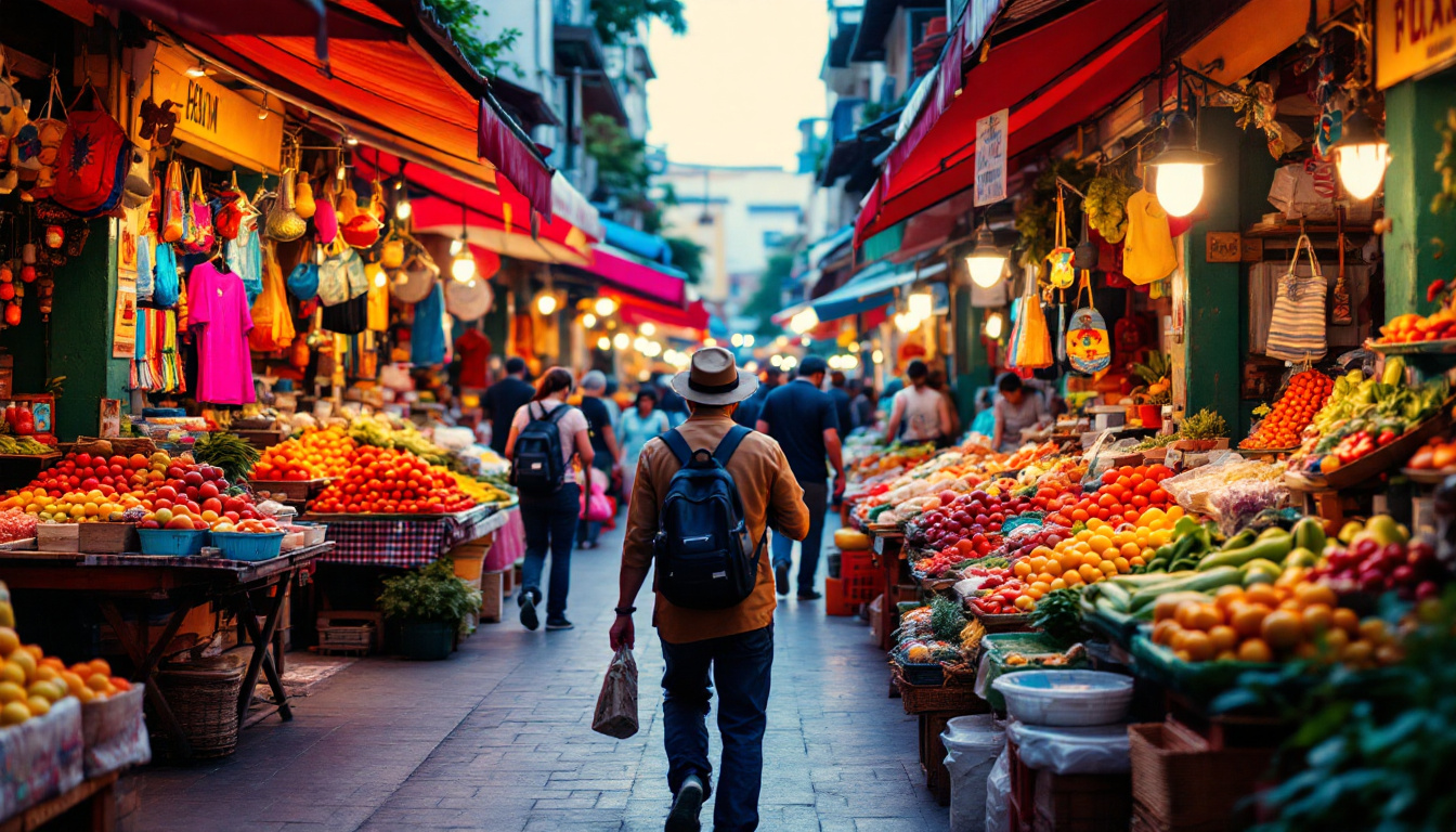 A photograph of a vibrant local market scene in mexico